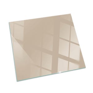 Color Beige Rectangular Fireplace Floor Plate, Yellow Fireplace Decoration, Glass Fireplace Hearth, Sleek Stove Hearth Plate