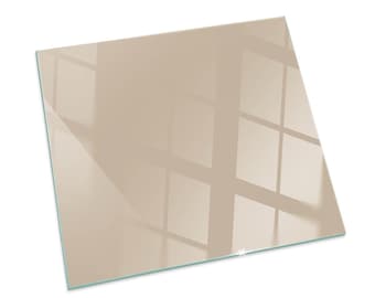 Piastra per pavimento del camino rettangolare color beige, decorazione per camino gialla, focolare per camino in vetro, piastra per focolare per stufa elegante