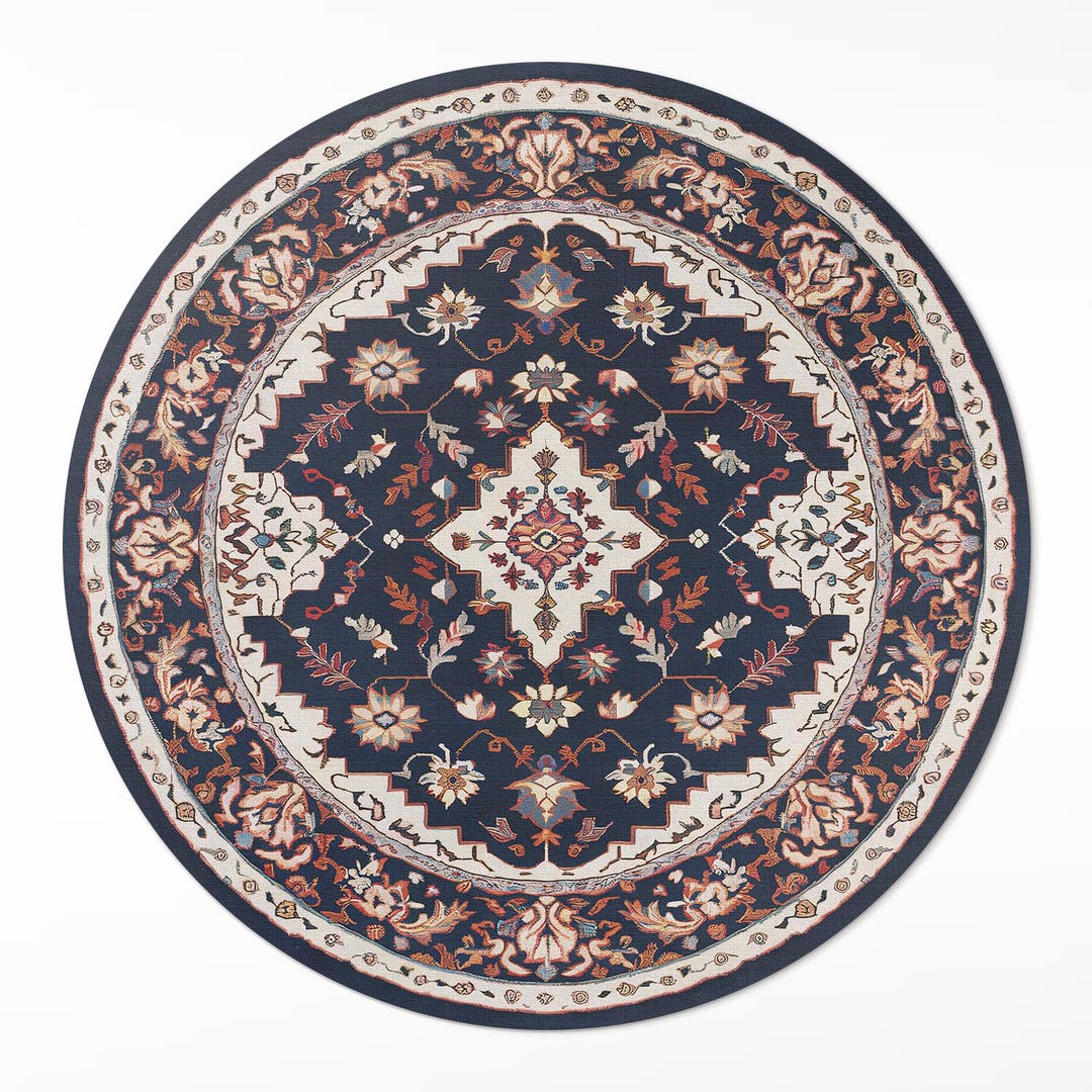 Round Rug With Patterns Retro Decorative Pattern in Persian Style Round Area Rug, Patterns ...