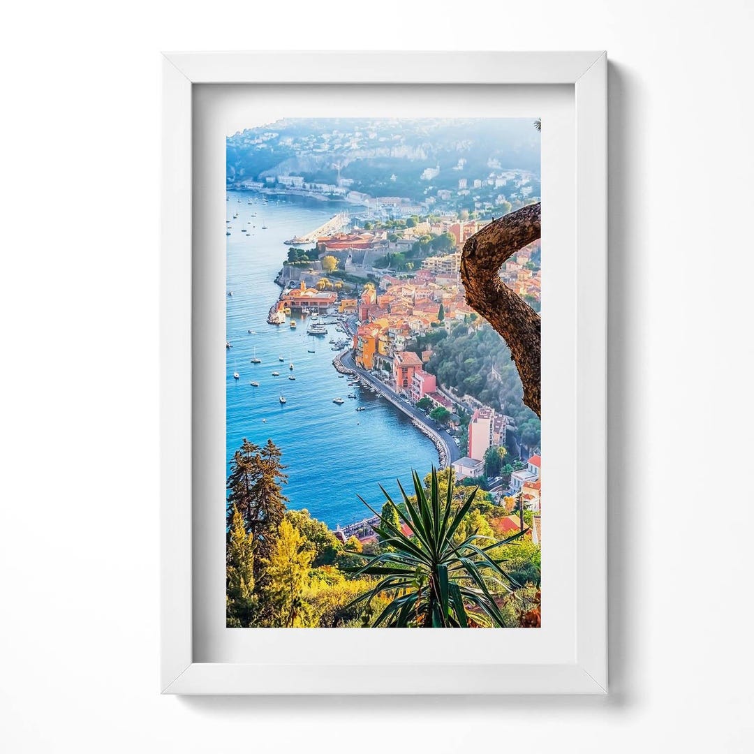 The Village of Villefranche-sur-mer Painting in Frame, City Wall Art in ...