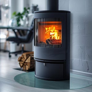 Round Transparent Glass Fireplace Hearth, Modern Tempered Glass Hearth, Sleek Minimalist Style