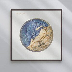 Poster Wall Art Day And Night From The Flower Book 1905 By Sir Edward Burne Jones #507 Romantic Wall Poster, Modern Art, Loose Sheet