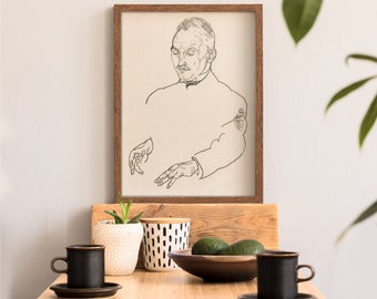 Poster originale con disegno femminile del Dottor Koller del 1918 di Egon Schiele, decorazione per la casa retrò beige, decorazione da parete, regalo di inaugurazione della casa