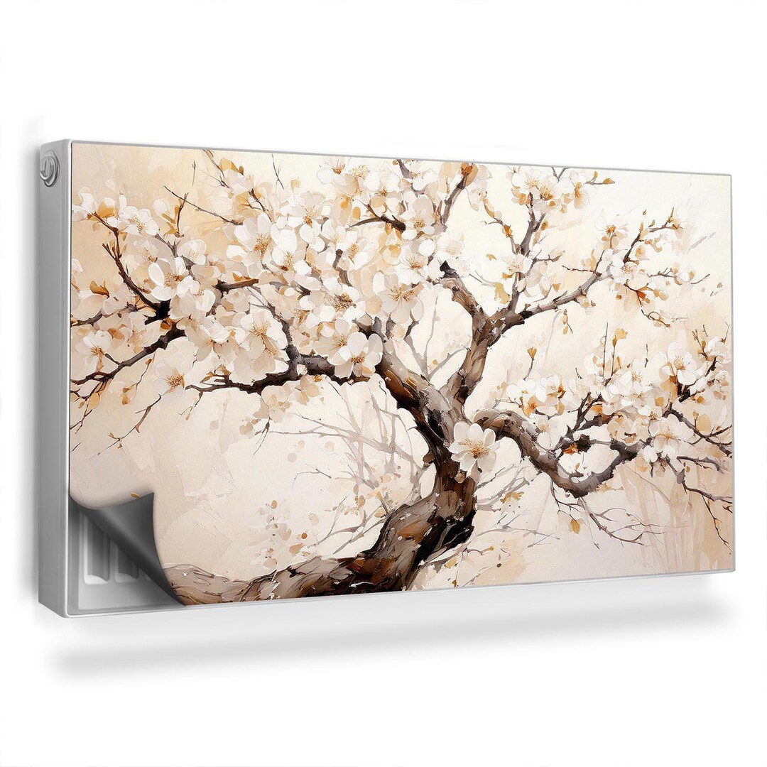 Tree Radiator Cover Watercolor Painted Flowers on A Tree Radiator Cover, Beige Magnet Mat ...