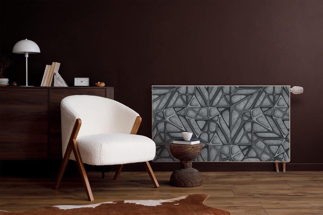 Modern Abstract Metal Structure Heating Cover, Gray Magnetic Printed ...