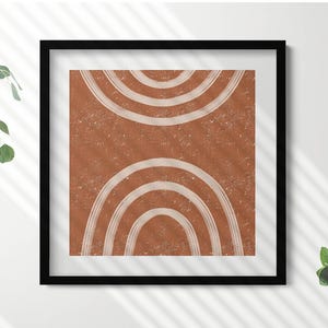 Minimalist Art In The Boho Style Framed Art, Abstraction Illustration in Frame , Brown Wall Art, Home Decorations