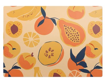 Alfombrilla para silla de escritorio con estampado retro afrutado, alfombrilla naranja para silla de ordenador, alfombrilla para silla de oficina, alfombrilla para silla de comida, protector de suelo para silla gaming