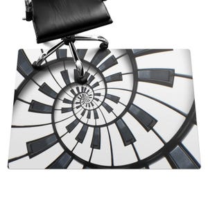 Alfombrilla para silla de oficina con diseño de llaves en espiral, alfombrilla en escala de grises, protector de suelo para silla de oficina, protector de suelo para silla con diseño abstracto, alfombrilla para silla de escritorio imagen 1