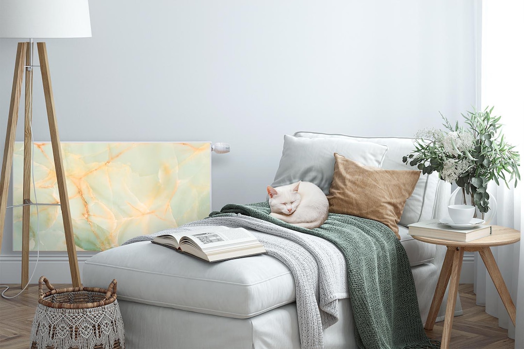 Pastel Marble Decorated Stone Texture Radiator Cover, Green Magnet Mat ...