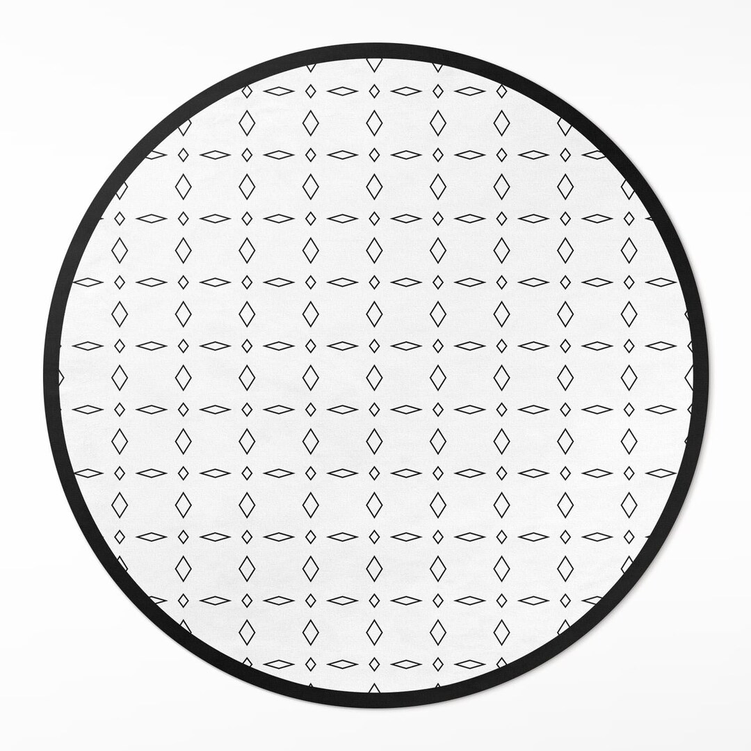Ornament Pattern Rug Minimalist Modern Ornaments Round Bedroom Rug, Patterns Vinyl Carpet ...