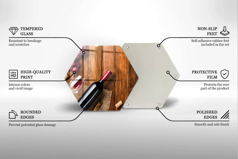 A Bottle Of Red Wine Cutting Board, Tempered Glass Chopping Board, Brown Kitchen Decorations, Large Chopping Board, Round Cutting Board image 9