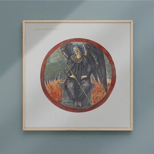 Poster Wall Art Black Archangel From The Flower Book 1905 By Sir Edward Burne Jones #505 Poster Print, Mysticism Fine Art Romantism, Red