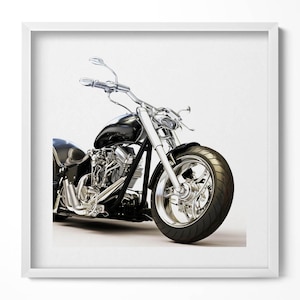 Black Motorcycle Framed Art, Vehicles Illustration in Frame , Black and white Wall Art, Home Decorations