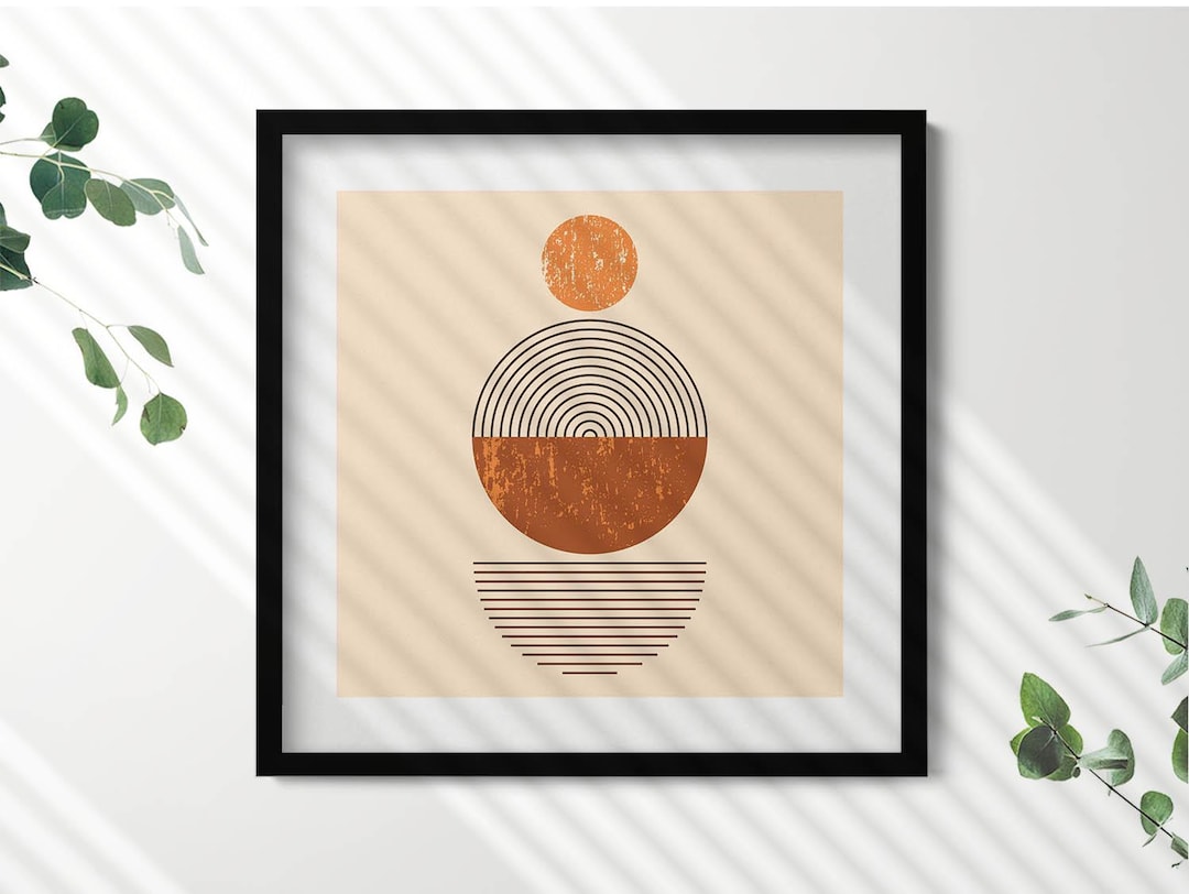 Geometric Art in Boho Style Framed Art, Abstraction Illustration in ...