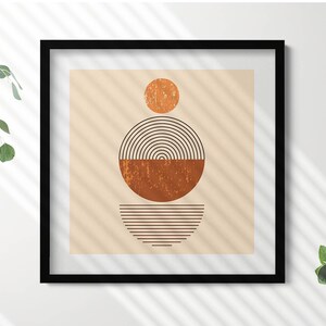 Geometric Art In Boho Style Framed Art, Abstraction Illustration in Frame , Beige Wall Art, Home Decorations