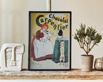 Il manifesto pubblicitario del cioccolato nel libro retrò Les Maitres De Laffiche di Roger Marx 1897 Poster, Yellow Retro Home Art