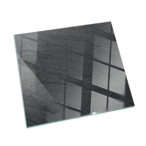 Stone Surface Texture Rectangular Fireplace Floor Plate, Black Fireplace Decoration, Glass Fireplace Hearth, Sleek Stove Hearth Plate image 2