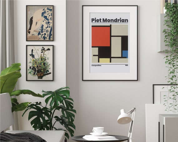 CAFE Composicion 1921｜ピエト・モンドリアン｜アートポスター Piet Mondrian Composition 1921 Poster, Beige Museum Reproduction