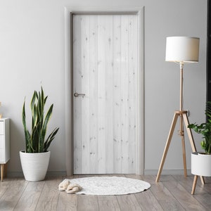 Whitewashed Boards Door Sticker, Self-Adhesive Cover, Texture Door Mural, Gray Door Decals, Office Door Stickers