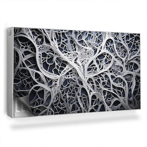 Cubierta de radiador con estructura calada y abstracción de telaraña, alfombrilla magnética azul, cubierta calefactora, alfombrilla para radiador