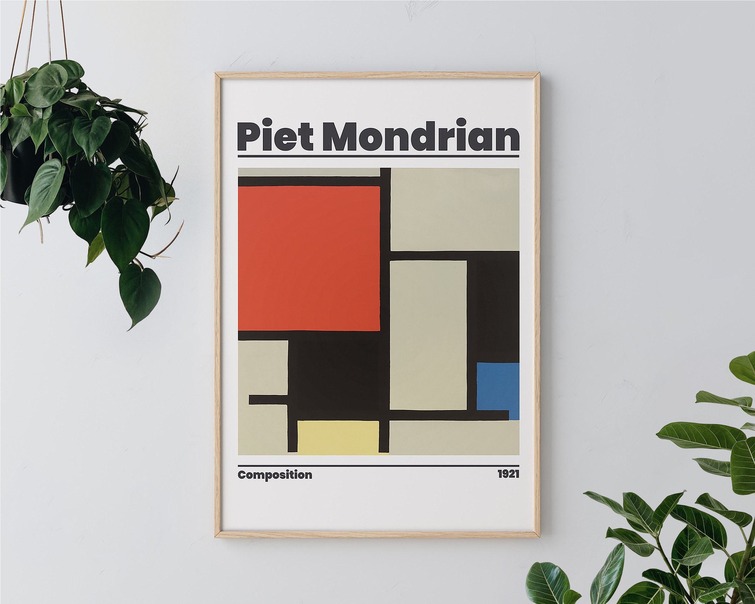 CAFE Composicion 1921｜ピエト・モンドリアン｜アートポスター Piet Mondrian Composition 1921 Poster, Beige Museum Reproduction