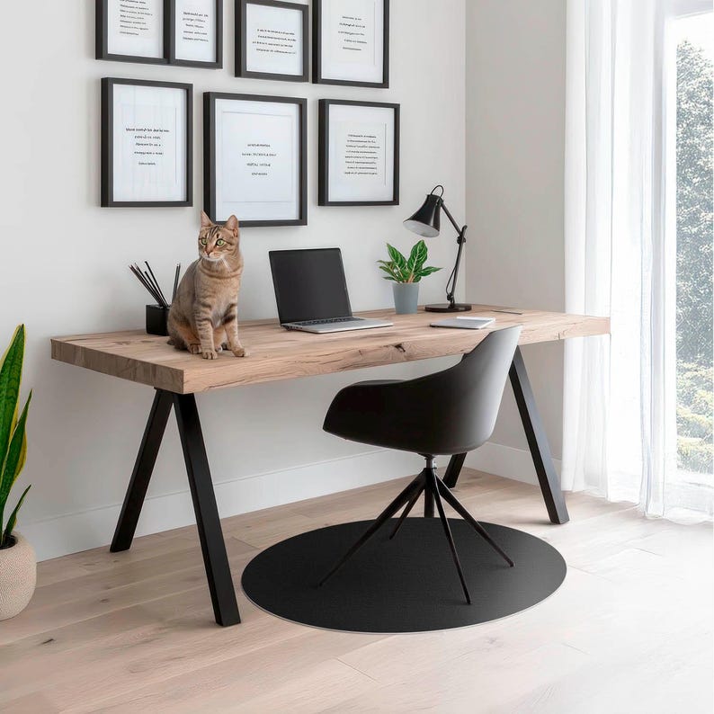 Color Black Chair Mat, Black Office Chair Floor Protector, Chair Floor Protector, Pattern Desk Chair Mat, Computer Chair Mat image 4