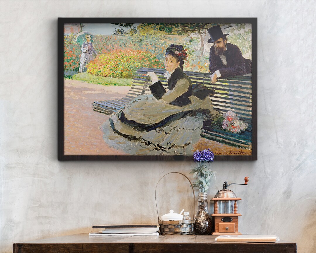 Camille Monet 1847 1879 on A Garden Bench 1873 by Claude Monet Poster ...