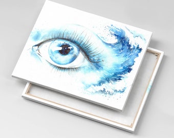 Sea eye Canvas, Wall Art Picture, Blue Wall Decoration, Art Canvas Art