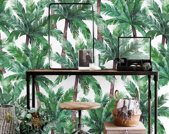 Removable wallpaper - Palm Tree Wallpaper - Temporary wallpaper - Self adhesive wallpaper - Floral wallpaper - Peel and stick wallpaper #23