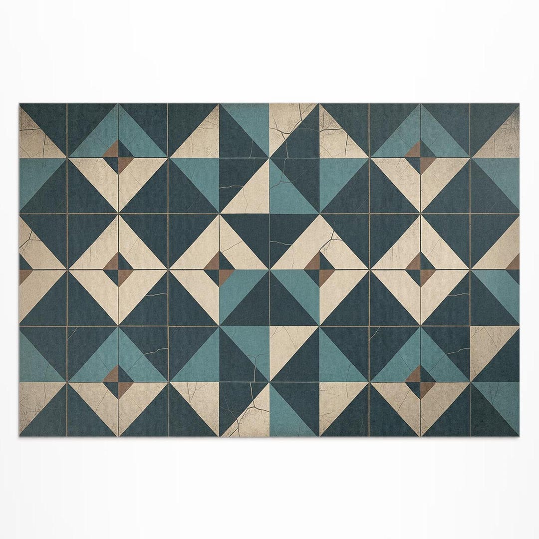 Tile Decal Rug Art Deco Tiles With Geometric Figures Outdoor Rug, Faux Tiles Patio ...
