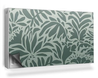 Shapes Of Leaves And Plants In Muted Greens Heating Cover, Green Magnetic Printed Mat, Radiator Cover, Cover For The Radiator