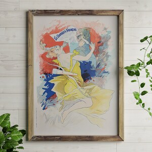 The Old Poster Of Cute Woman In The Retro Book Les Maitres De Laffiche 1897 By Roger Marx Poster, Yellow Retro Home Decor, Retro Beige