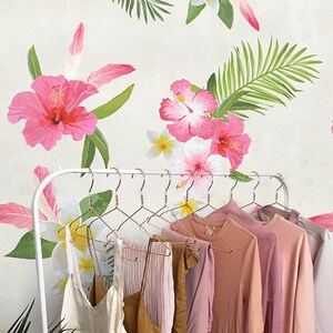 Removable wallpaper - Exotic Feathered Flowers Wallpaper - Wall Mural - Self adhesive wallpaper - Temporary wallpaper, Floral wallpaper #101