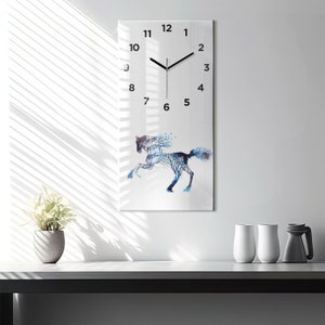 The nature of the animal Altruism Modern Wall Clock, Blue Glass Clock, Animal Minimalistic Clock, Personalised Clock, Numbers or Lines