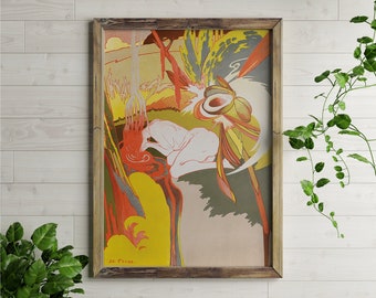 La Source Du Mal 1894 di Georges De Feure, poster, tema arancione della vecchia scuola, opera d'arte eclettica verde, regalo di nozze retrò, grafica di qualità