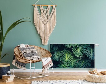 Thickened Monstera Leaves, Dark Atmosphere Radiator Cover, Green Magnet Mat, Heating Cover, Mat For Radiator