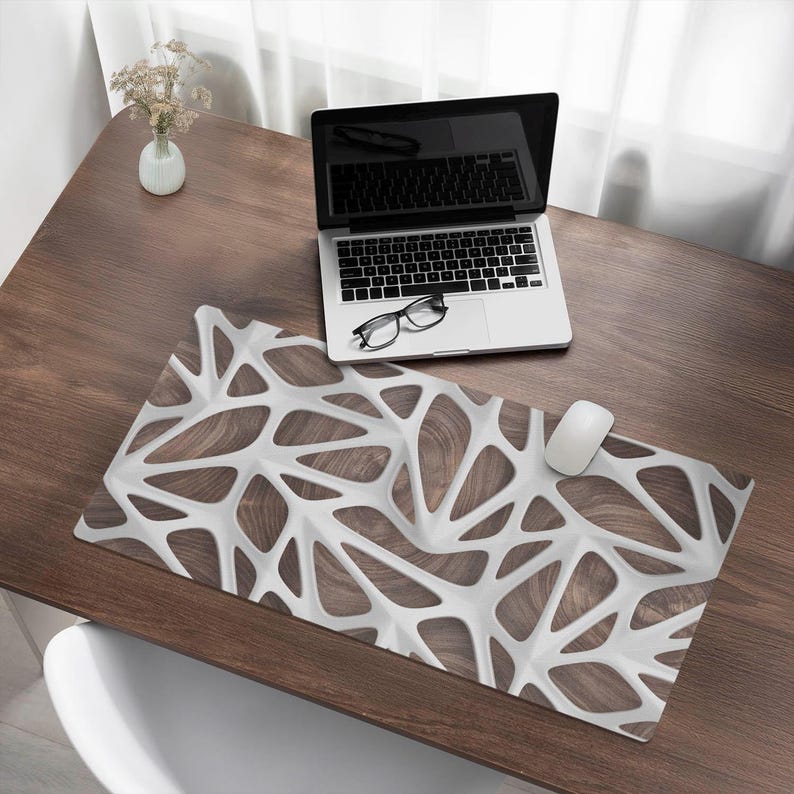 Openwork Structure Desk Cover, Brown Desk Mat, Table Protector Pad ...