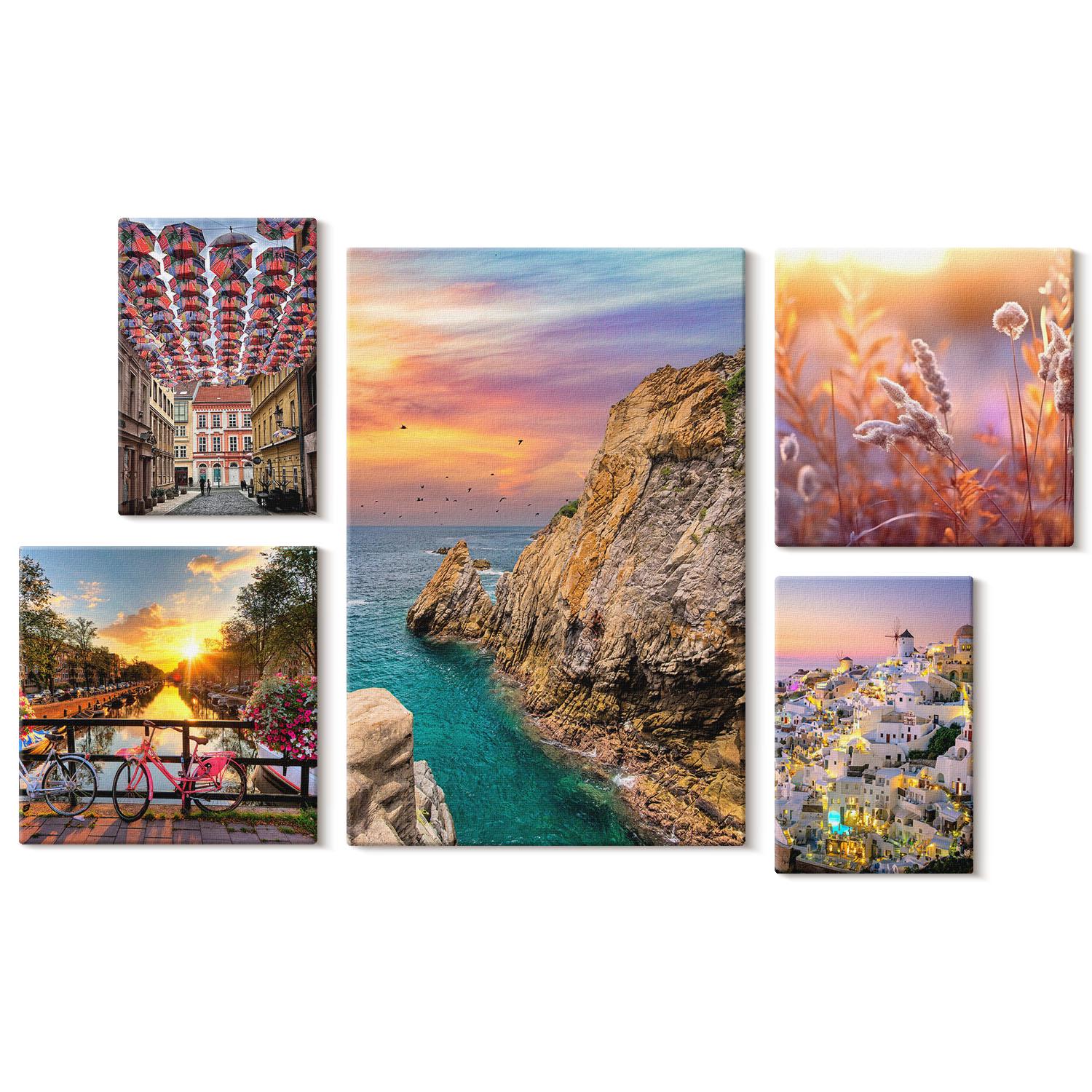 5 Piece Canvas Set - Seaside Landscapes and Charming Towns of