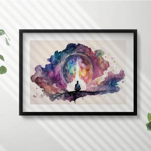 Meditation Lifestyle Framed Art, Piece Illustration in Frame , Pink Wall Art, Home Decorations