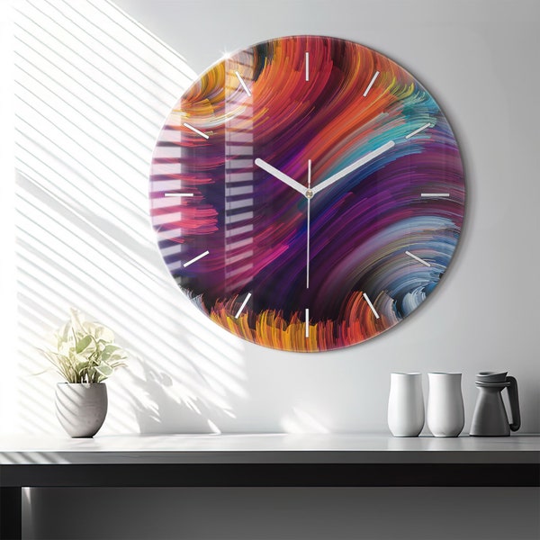 Sale abstraction Glass Clock, Multicolour Wall Clock, Animal Hanging Clock, Personalised Clock, Numbers or Lines Collection