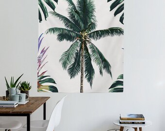 Palms Tapestry, Floral, Tropical, Exotic, Palm Leaves, Leaf, Wall hangings, Wall decor, Home decor, Dorm decoration, Fabric hanging T#21