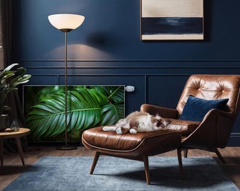 Close Up Of Tropical Plant Leaves Radiator Cover, Green Magnet Mat, Heating Cover, Mat For Radiator