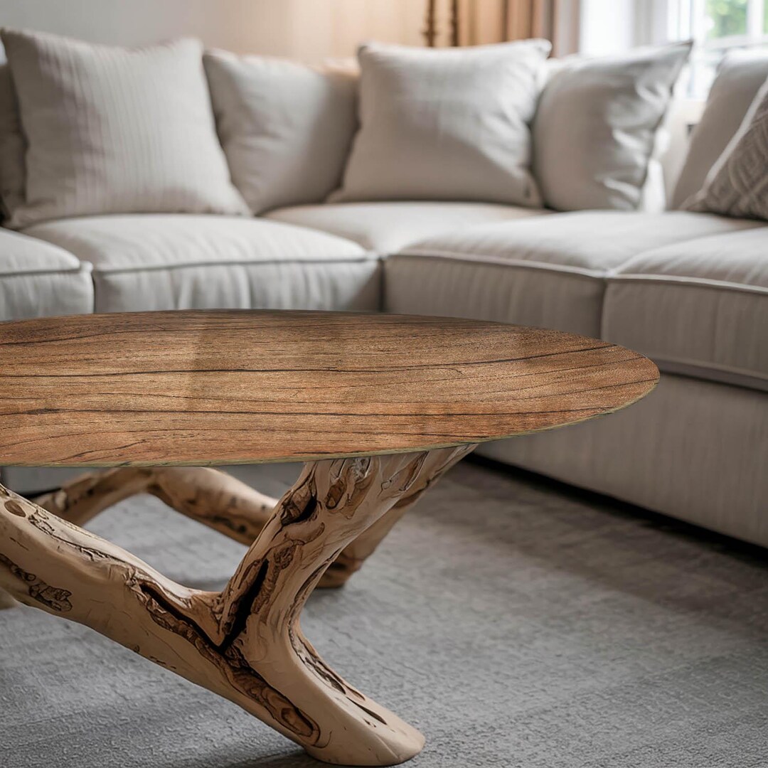 Natural Wood Pattern Glass Table Top, Brown Round Glass Table Cover ...
