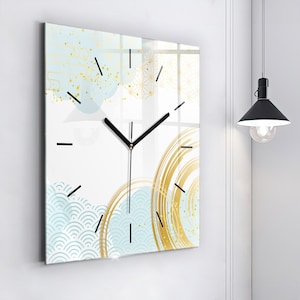 Decorative pattern Glass Clock, Multicolour Modern Wall Clock, Abstract Minimalistic Clock, Personalised Clock, Numbers or Lines Collection