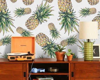 Removable wallpaper - Pineapple Wallpaper - Self adhesive wallpaper - Temporary wallpaper - Floral Wallpaper - Peel and stick wallpaper #11