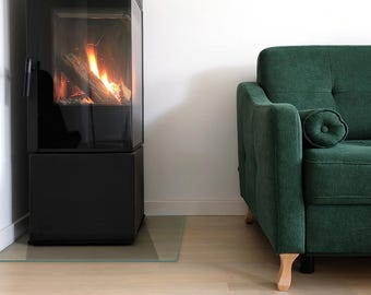 Rectangular Tempered Glass Fireplace Hearth, Transparent Glass Hearth, Modern Minimalist Style