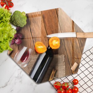 A Bottle Of Red Wine Cutting Board, Tempered Glass Chopping Board, Brown Kitchen Decorations, Large Chopping Board, Round Cutting Board image 1
