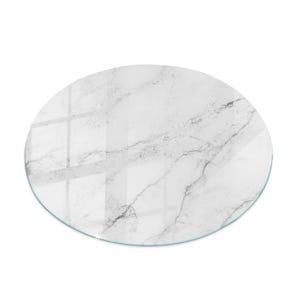 Marble Imitation Glass Table Top, White Modern Glass Tabletop, Protective Glass Top For Tables, Minimalist Glass Tabletop