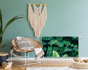 Overlapping Jungle Leaves Radiator Cover, Green Magnet Mat, Heating Cover, Mat For Radiator