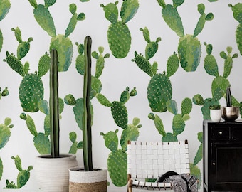 Removable wallpaper - Natural Cacti Wallpaper - Cactus Wallpaper - Tropical Wallpaper- Peel And Stick Wallpaper, Wall Covering Wallpaper #28